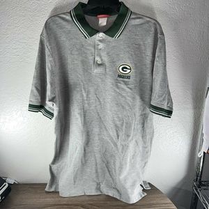 Vintage Green Bay Packers Polo Shirt Men's Textured Grey True Fan